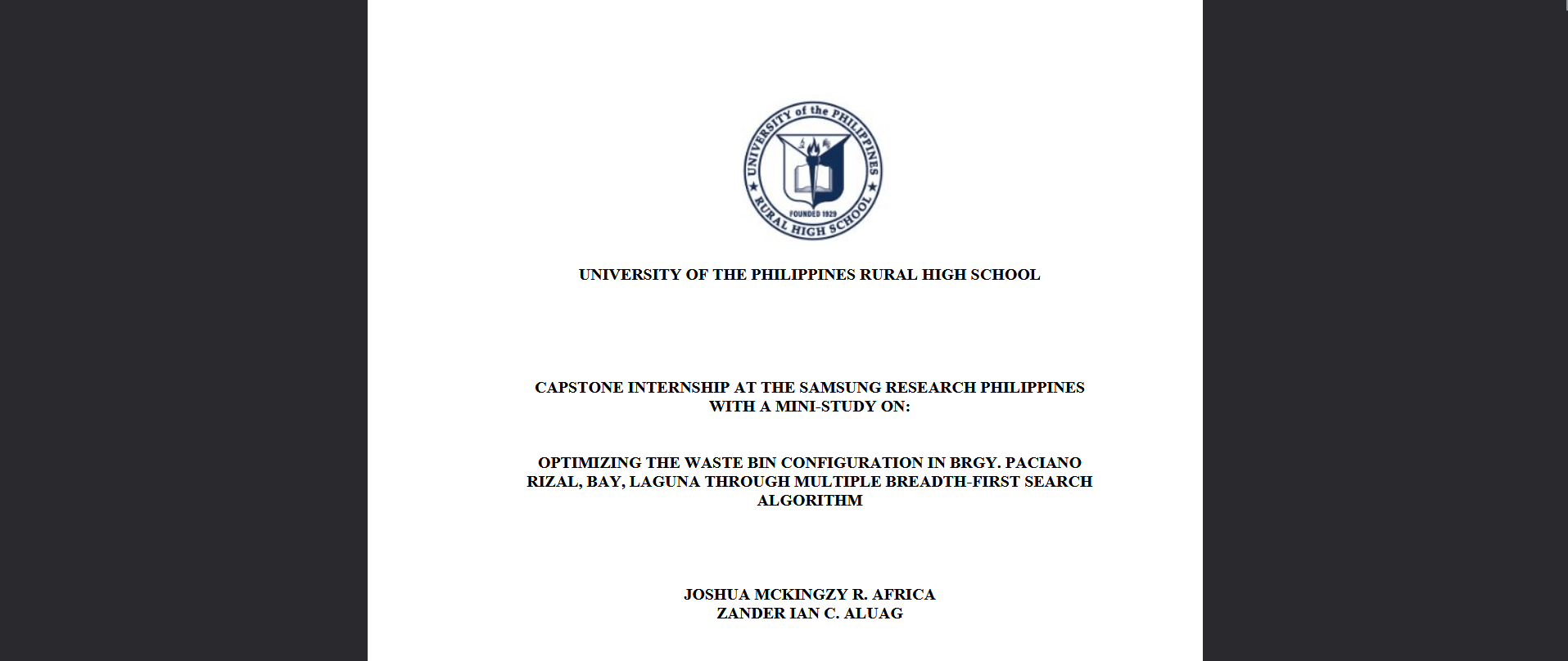 SHS Capstone Project